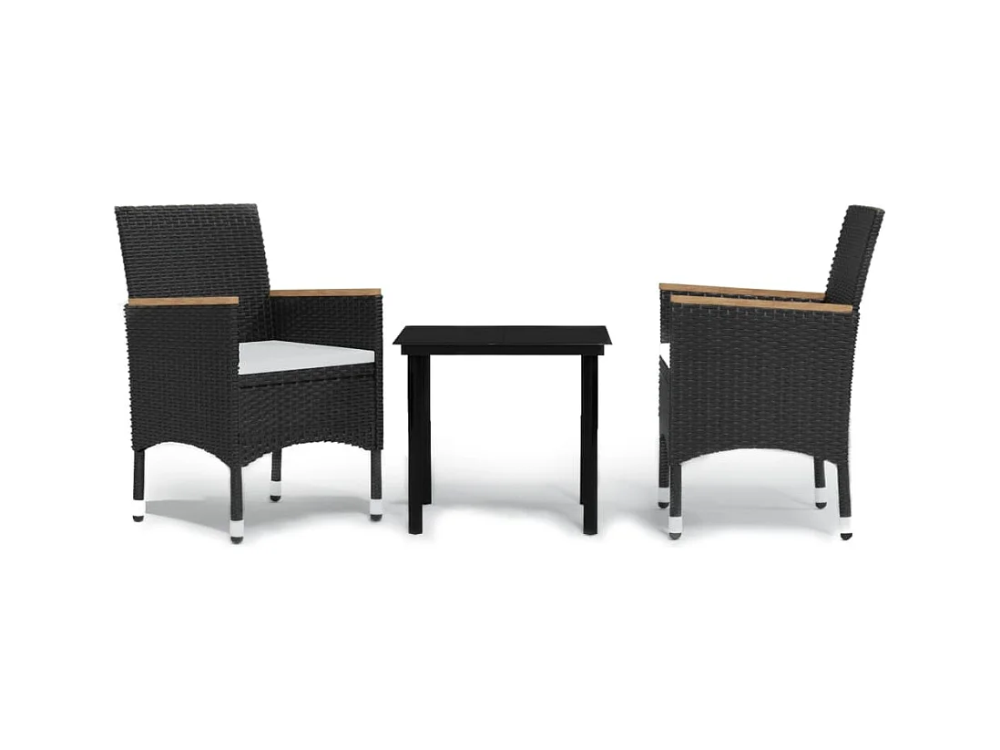 Union  3-delige Tuinset met kussens zwart