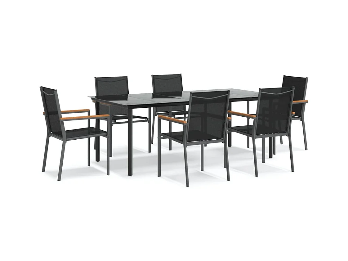 Ivanna  7-delige Tuinset textileen en staal zwart