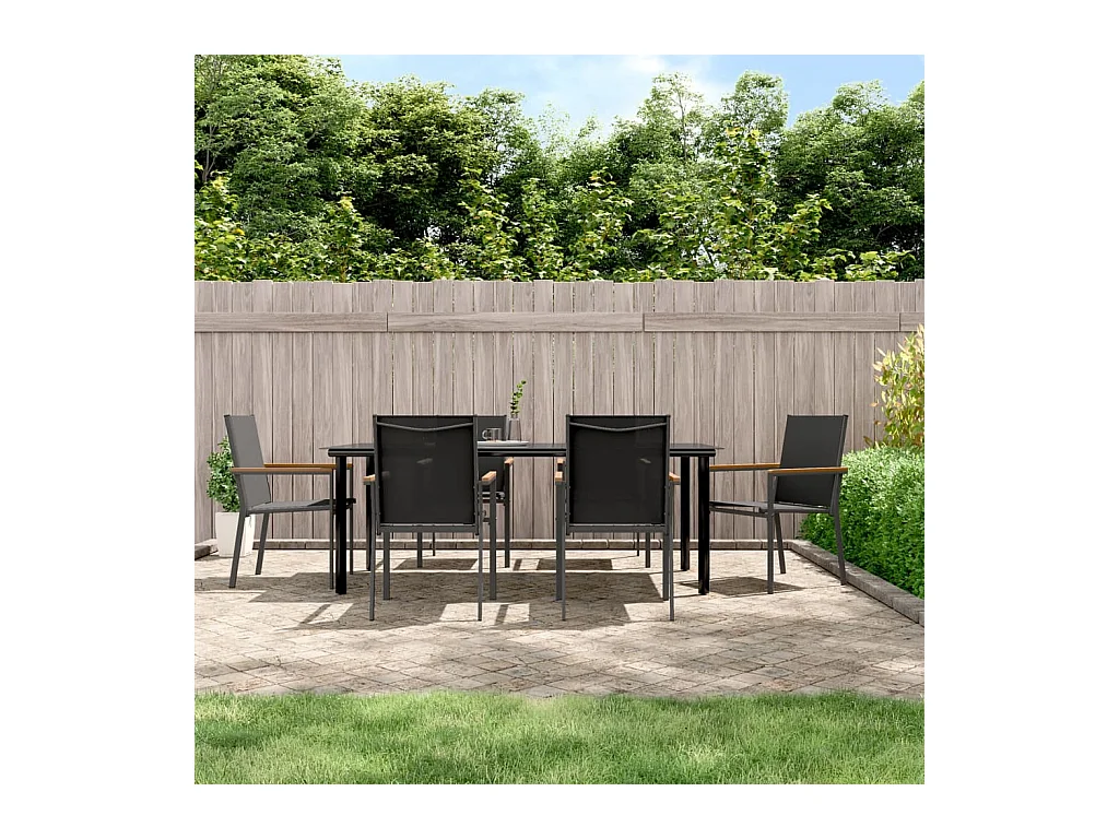 Ivanna  7-delige Tuinset textileen en staal zwart