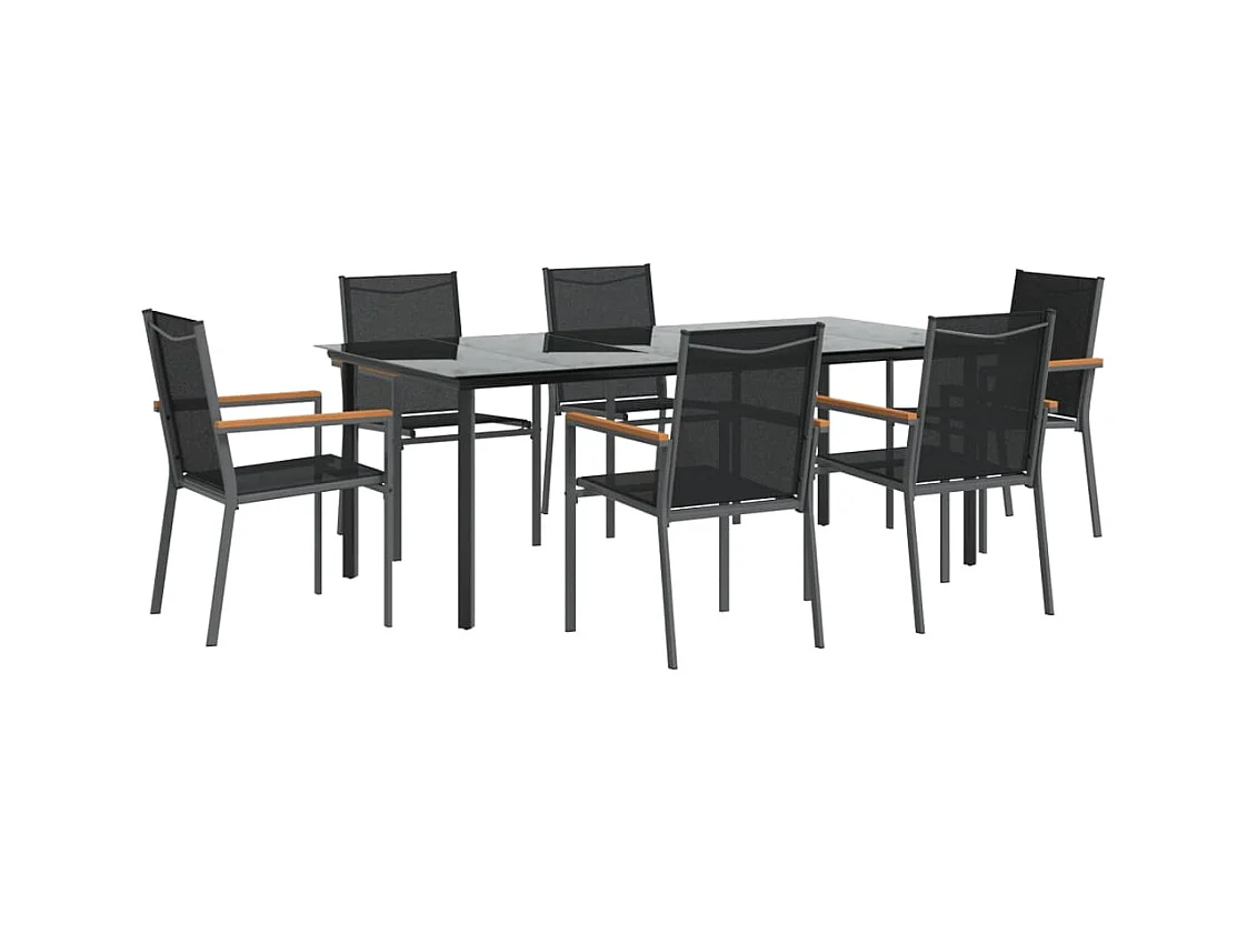 Ivanna  7-delige Tuinset textileen en staal zwart