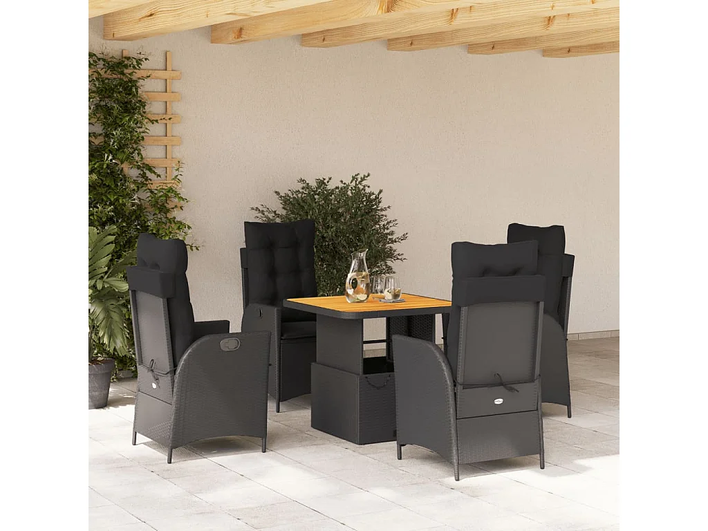 Sandviken  Set de muebles jardín 5 pzas con cojines ratán sintético negro