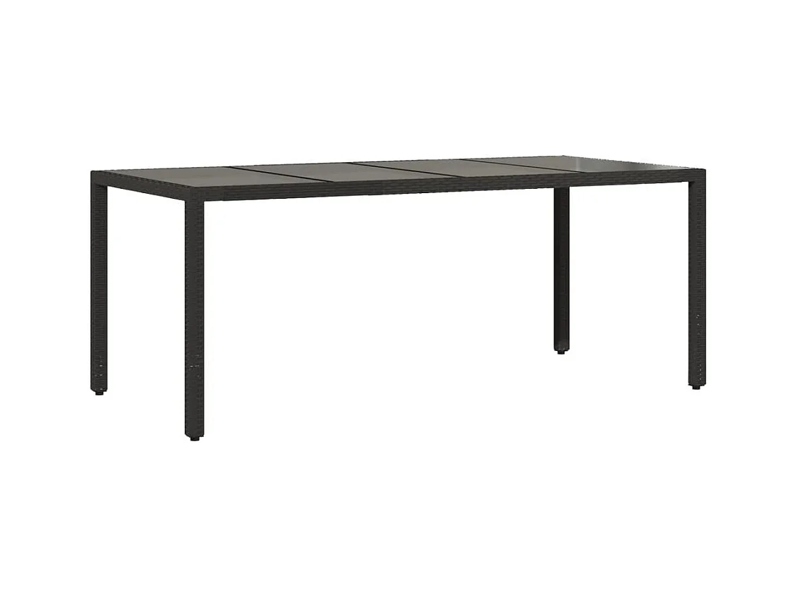 Bakersfield  Ensemble à manger de jardin et coussins 7 pcs noir rotin acacia