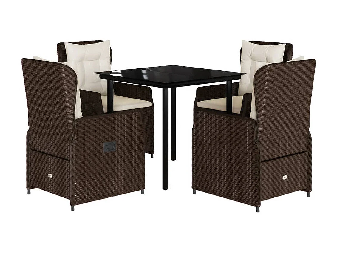 Garden Furniture -  5-delige Tuinset met kussens poly rattan bruin