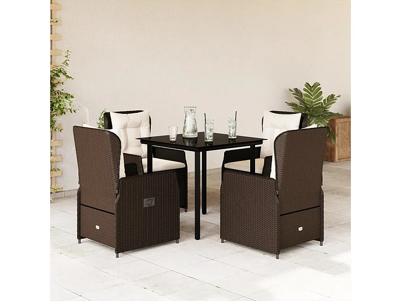 Garden Furniture -  5-delige Tuinset met kussens poly rattan bruin