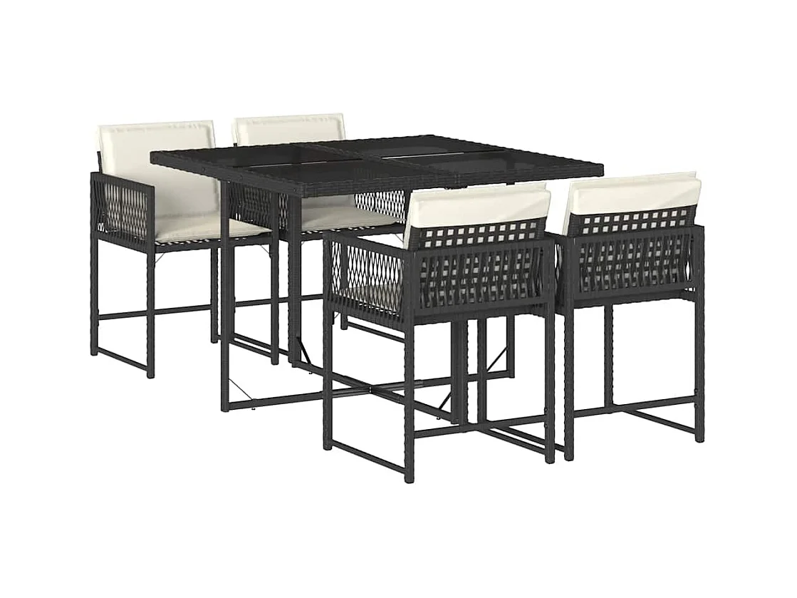 Sharif  Set de muebles jardín 5 pzas con cojines ratán sintético negro