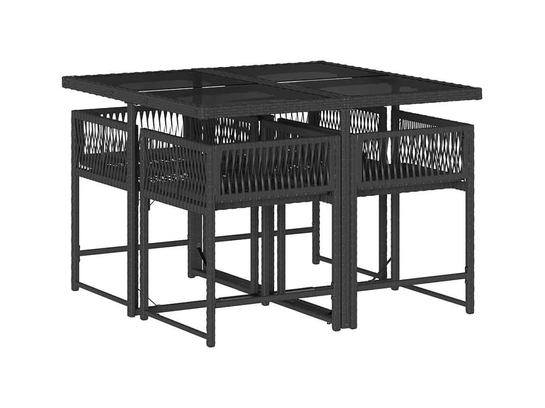 Sharif  Set de muebles jardín 5 pzas con cojines ratán sintético negro