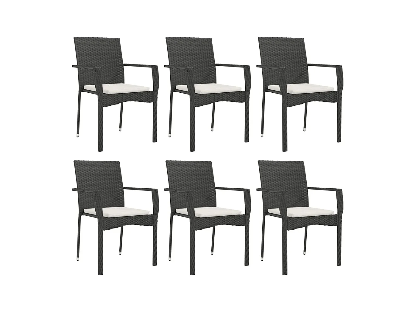 Daniela Patricia  Ensemble à manger de jardin coussins 7pcs Noir Résine tressée