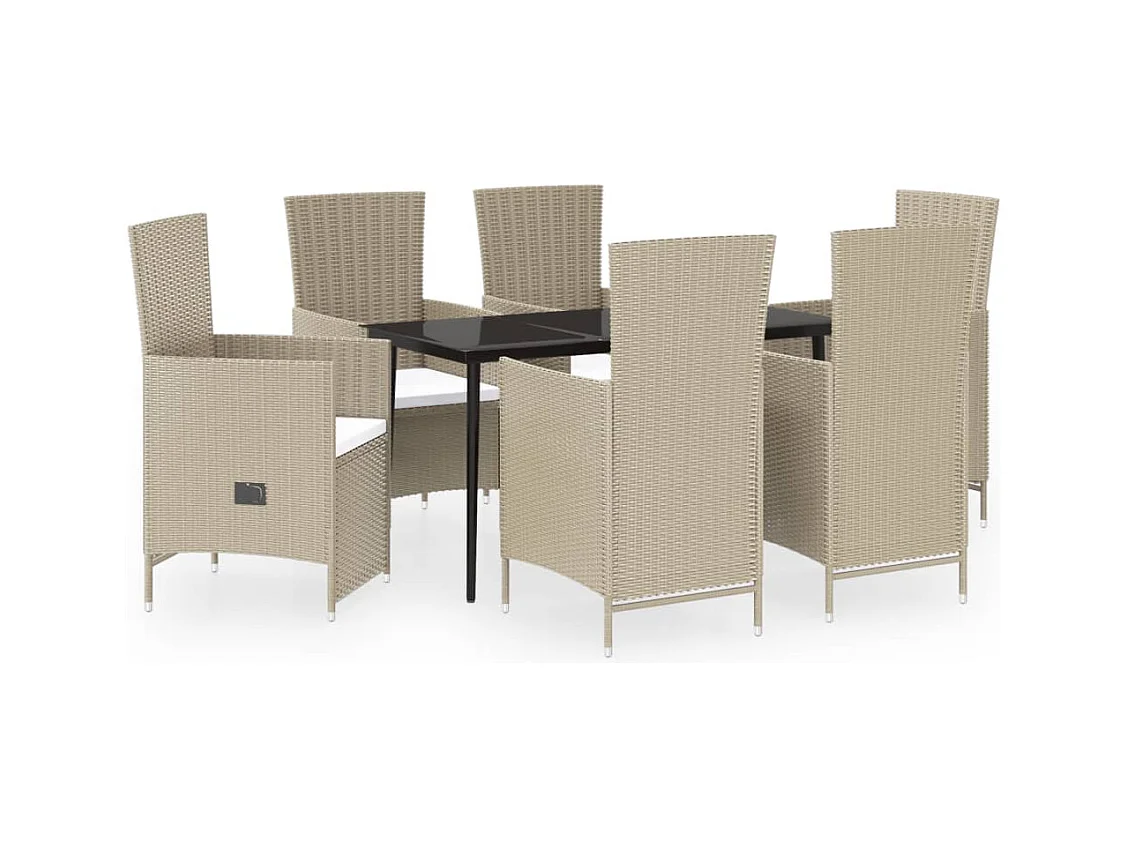 Florissant  7-delige Tuinset met kussens beige