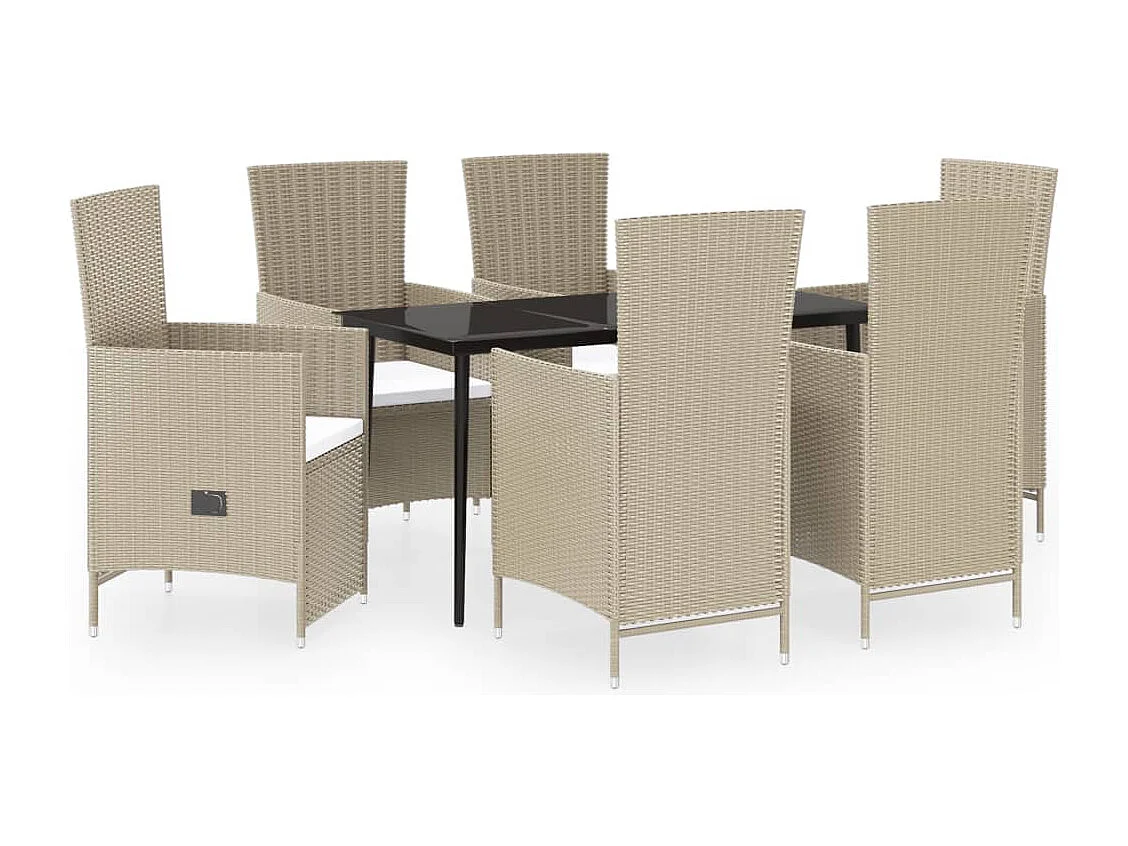 Florissant  Ensemble à manger de jardin avec coussins 7 pcs Beige