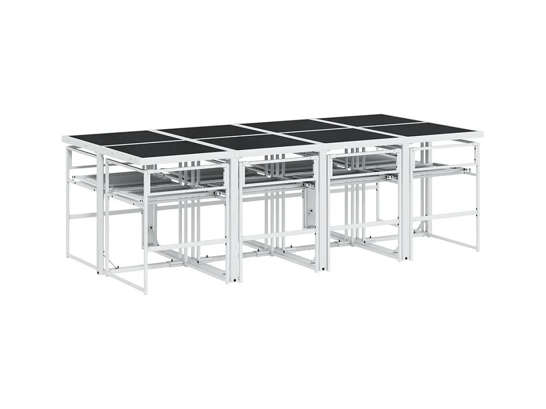 Svidir  Ensemble à manger de jardin avec coussins 9 pcs blanc textilène