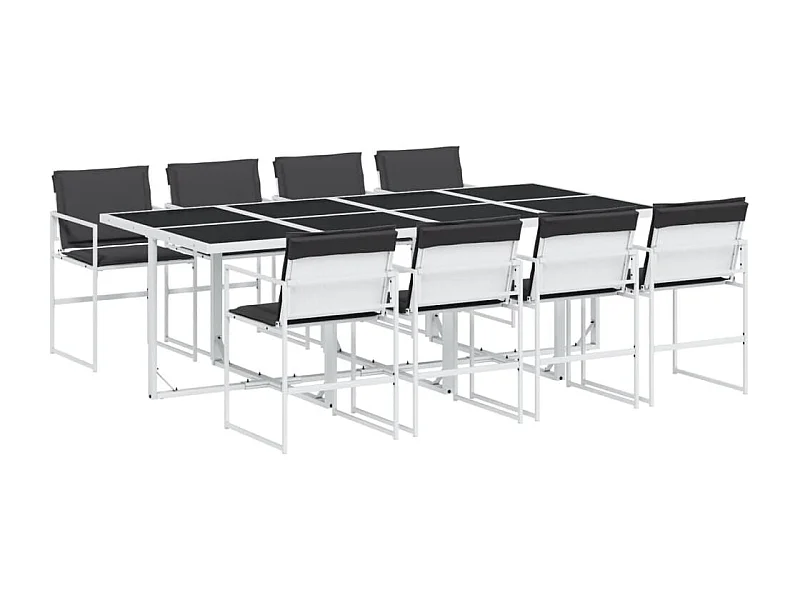 Svidir  Ensemble à manger de jardin avec coussins 9 pcs blanc textilène