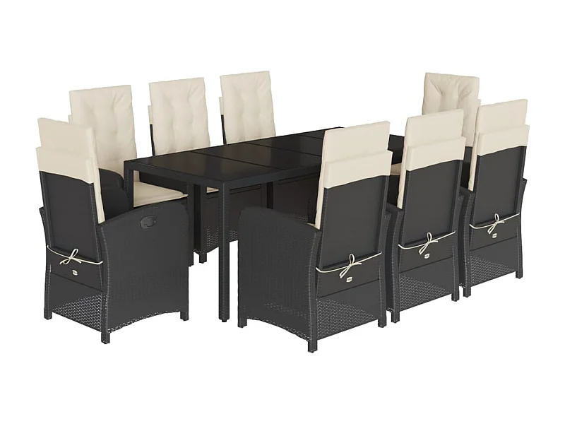 Vinkel  9-delige Tuinset poly rattan zwart