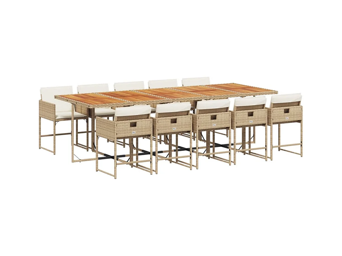 Sener  Ensemble à manger de jardin et coussins 11 pcs beige poly rotin