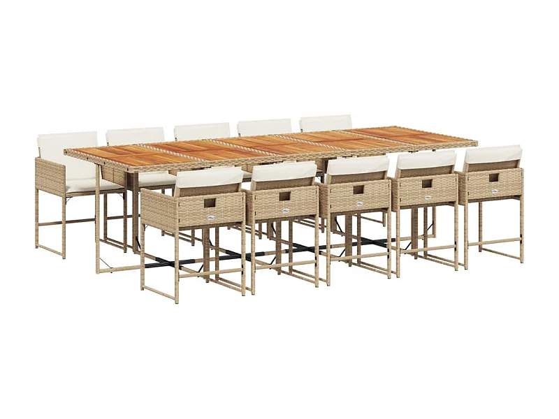 Sener  Ensemble à manger de jardin et coussins 11 pcs beige poly rotin