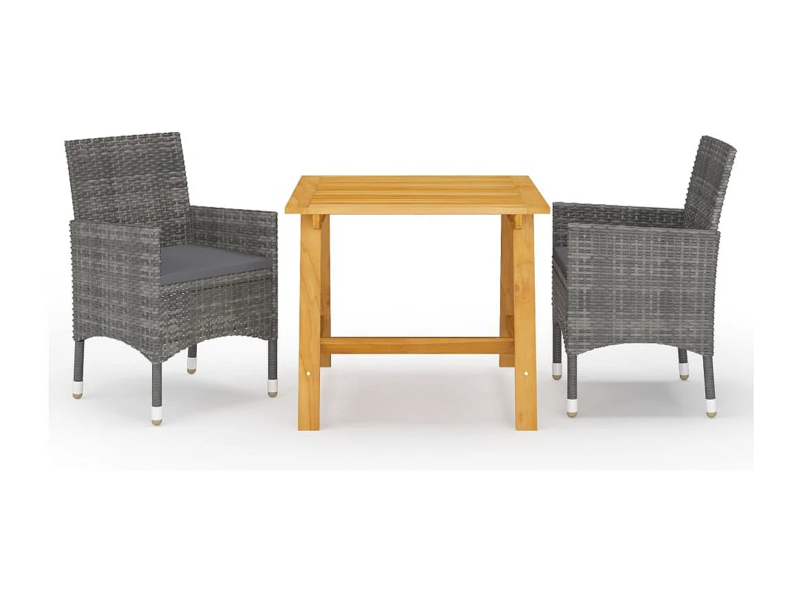 Claire-Célina  Juego de comedor de jardín de 3 piezas gris