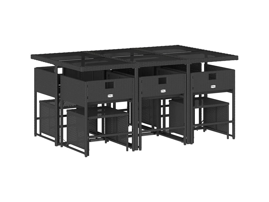 Kirkland  Ensemble à manger de jardin 11 pcs coussins noir résine tressée