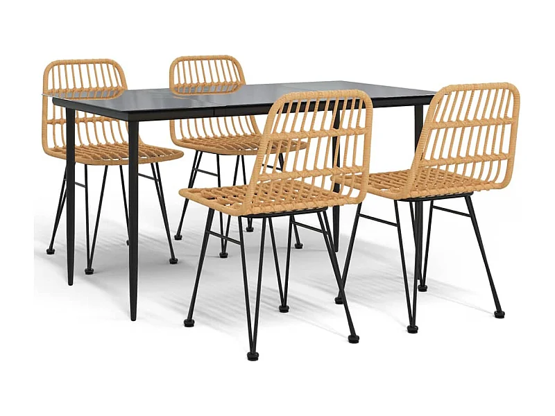 Eden Prairie  Juego de comedor de jardín 5 piezas ratán sintético