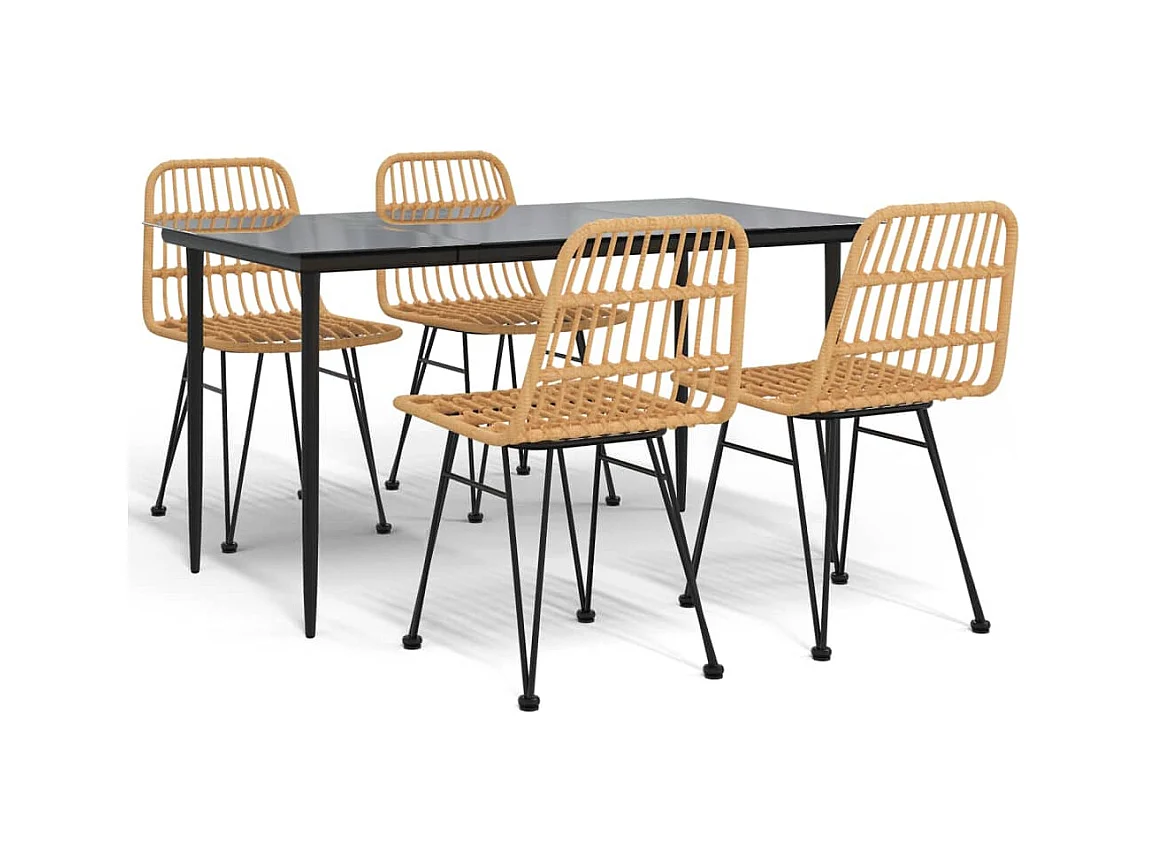 Eden Prairie  Juego de comedor de jardín 5 piezas ratán sintético