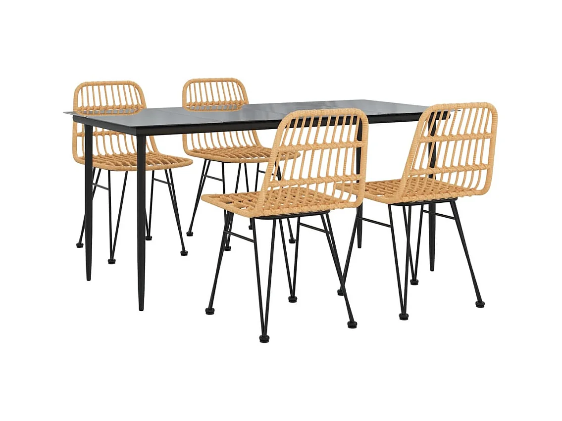 Eden Prairie  Juego de comedor de jardín 5 piezas ratán sintético