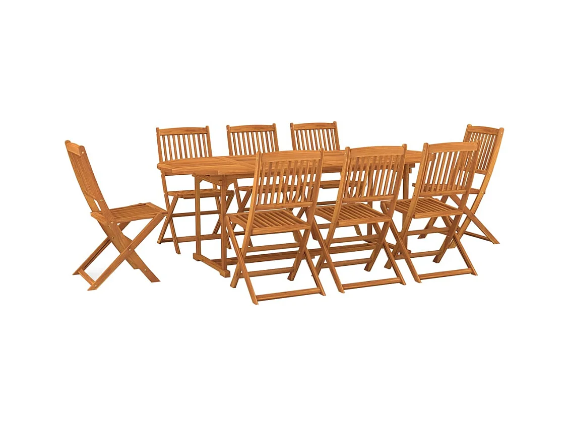 Jersey Village  Set comedor de jardín 9 piezas madera maciza acacia 220x90x75cm