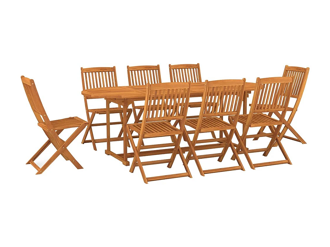 Jersey Village  Ensemble à manger de jardin 9 pcs 220x90x75 cm bois d'acacia