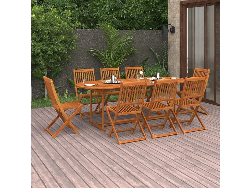 Jersey Village  Ensemble à manger de jardin 9 pcs 220x90x75 cm bois d'acacia