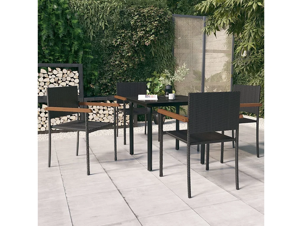 Ingrid Elise  Ensemble à manger de jardin 5 pcs Noir