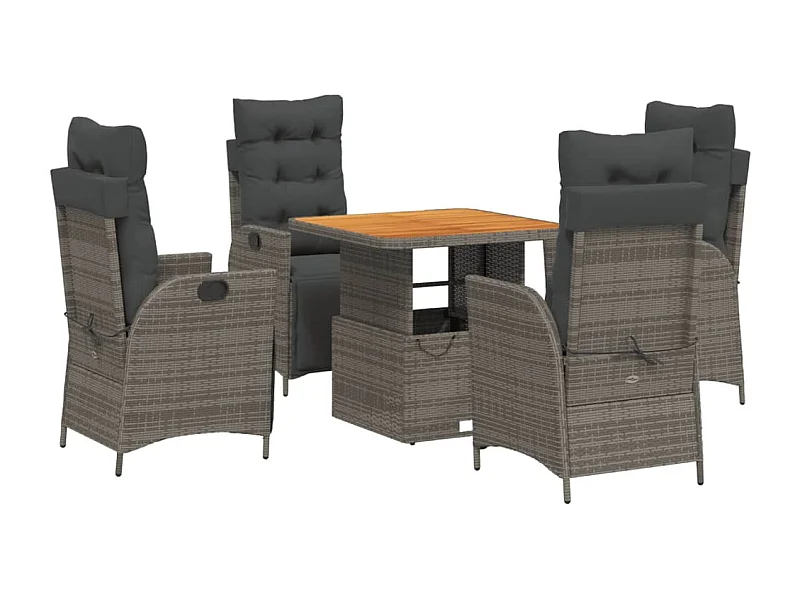 Myrvin  5-delige Tuinset met kussens poly rattan grijs