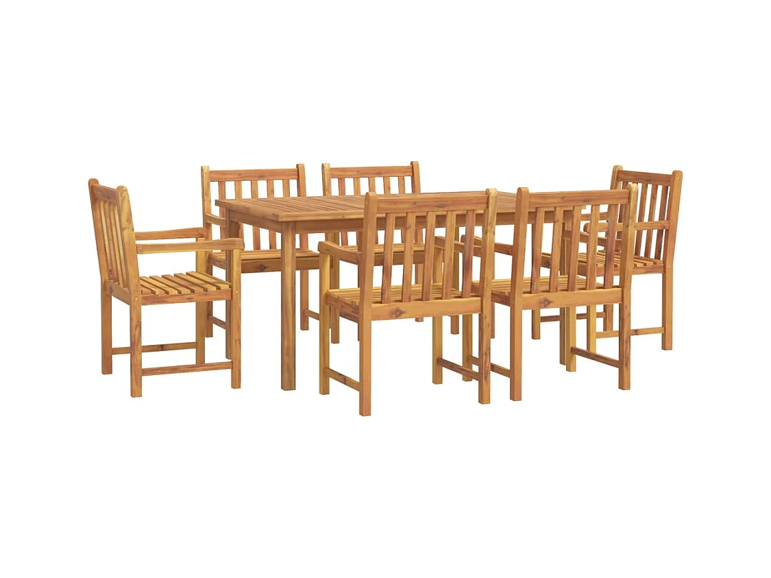 Aldren  Juego de comedor para jardín 7 piezas madera maciza acacia