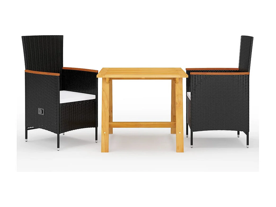 Yildiz  Juego de comedor para jardín 3 piezas negro