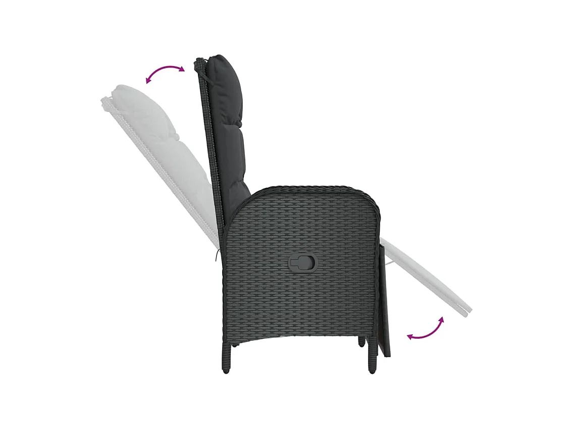 Afragola  Ensemble à manger de jardin coussins 7pcs Noir Résine tressée