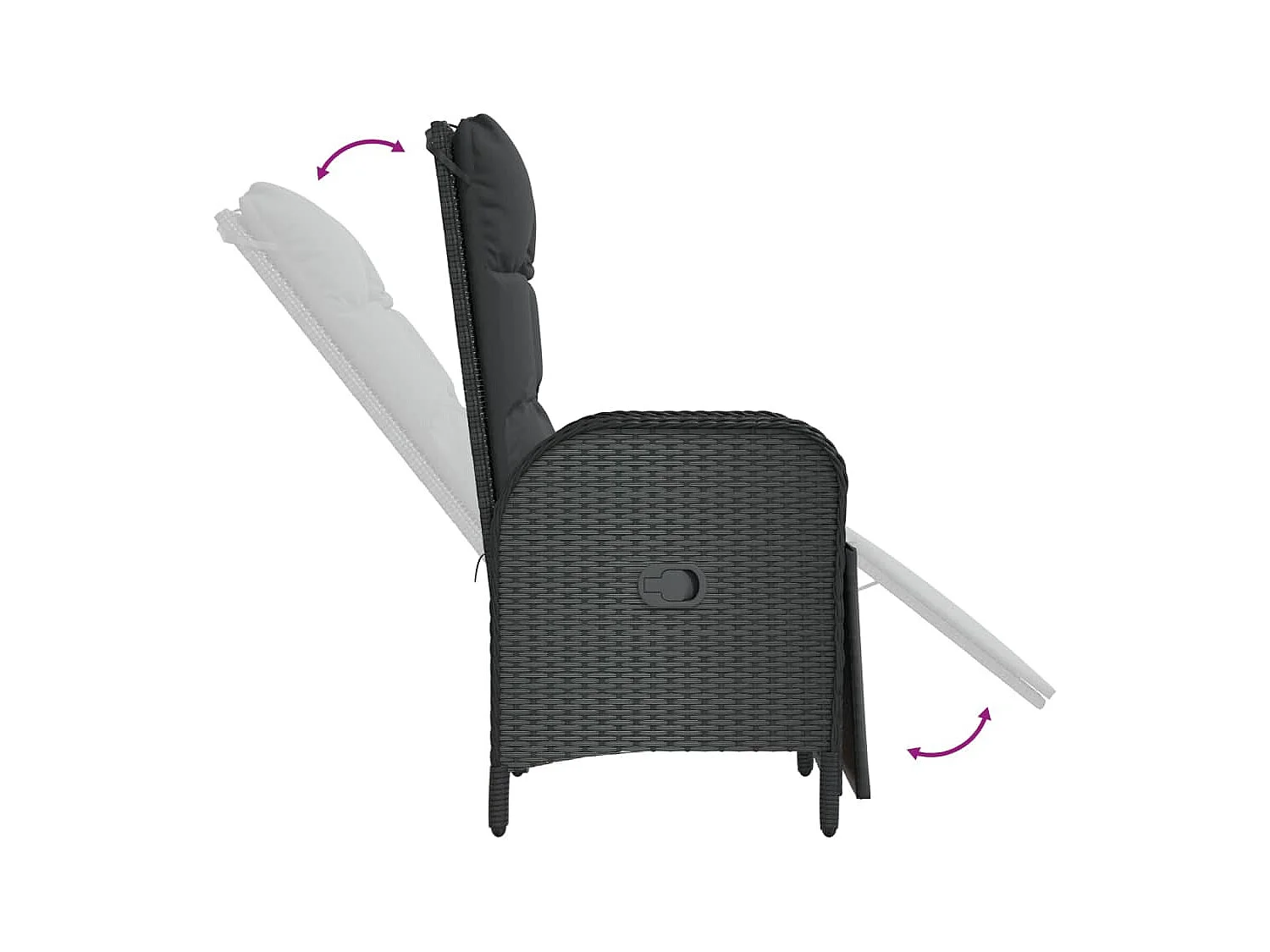 Afragola  Ensemble à manger de jardin coussins 7pcs Noir Résine tressée