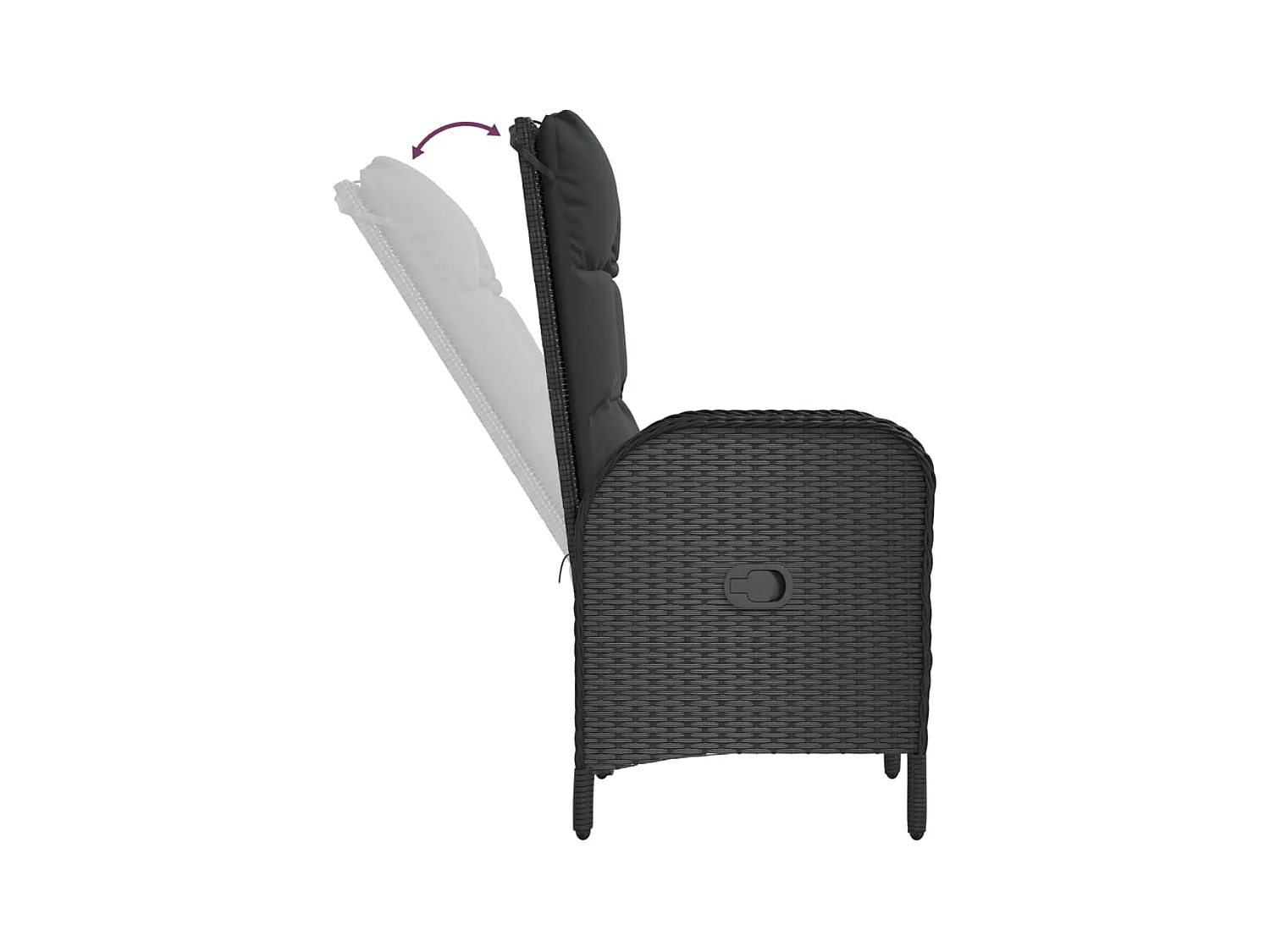Afragola  Ensemble à manger de jardin coussins 7pcs Noir Résine tressée