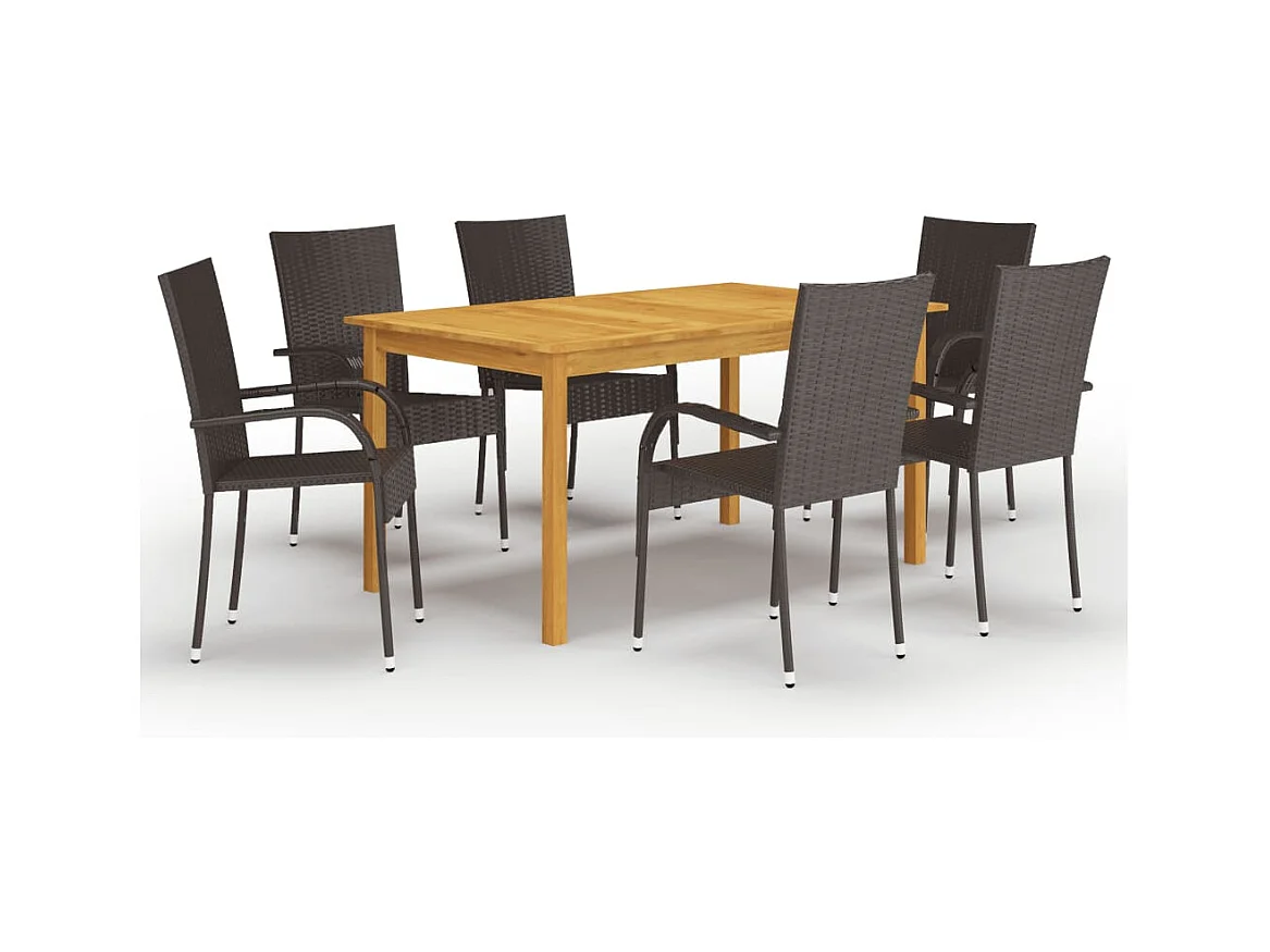 Asli  Ensemble à manger de jardin 7 pcs Marron