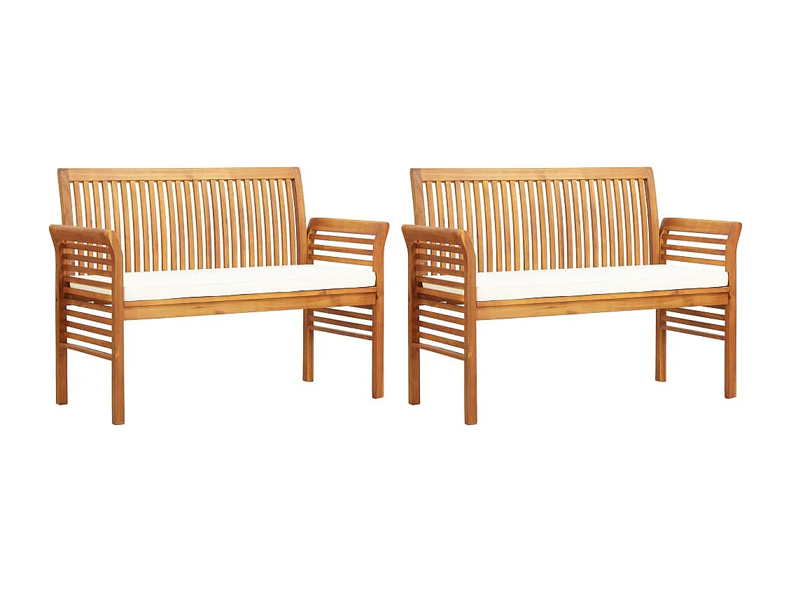 Bourges  Set comedor de jardín 3 pzas y cojines madera maciza de acacia