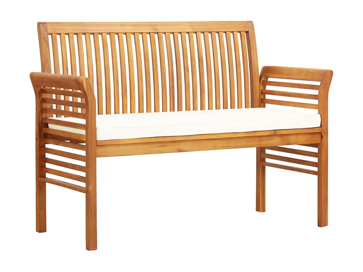 Bourges  Set comedor de jardín 3 pzas y cojines madera maciza de acacia