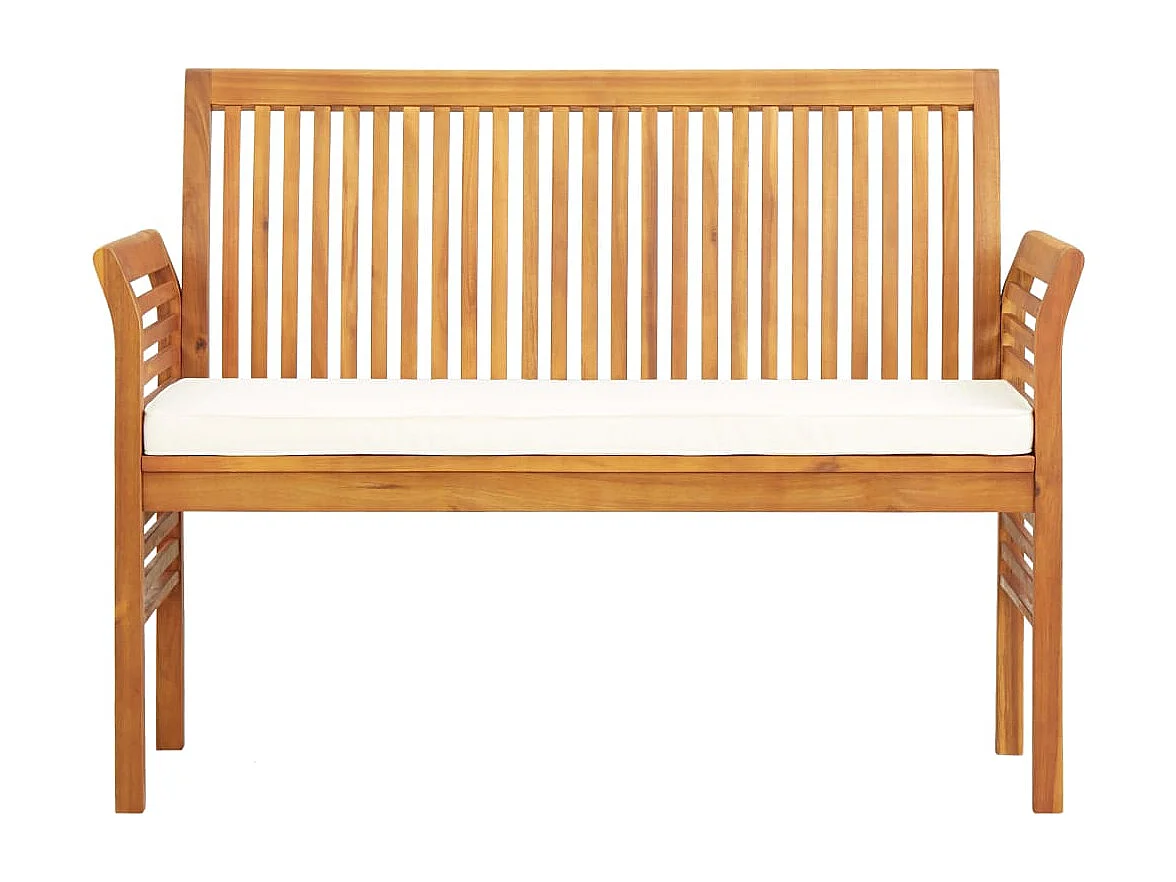 Bourges  Set comedor de jardín 3 pzas y cojines madera maciza de acacia