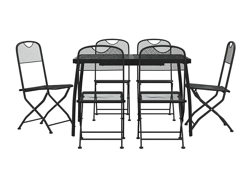 Luan  Ensemble à manger de jardin 7 pcs anthracite métal maille