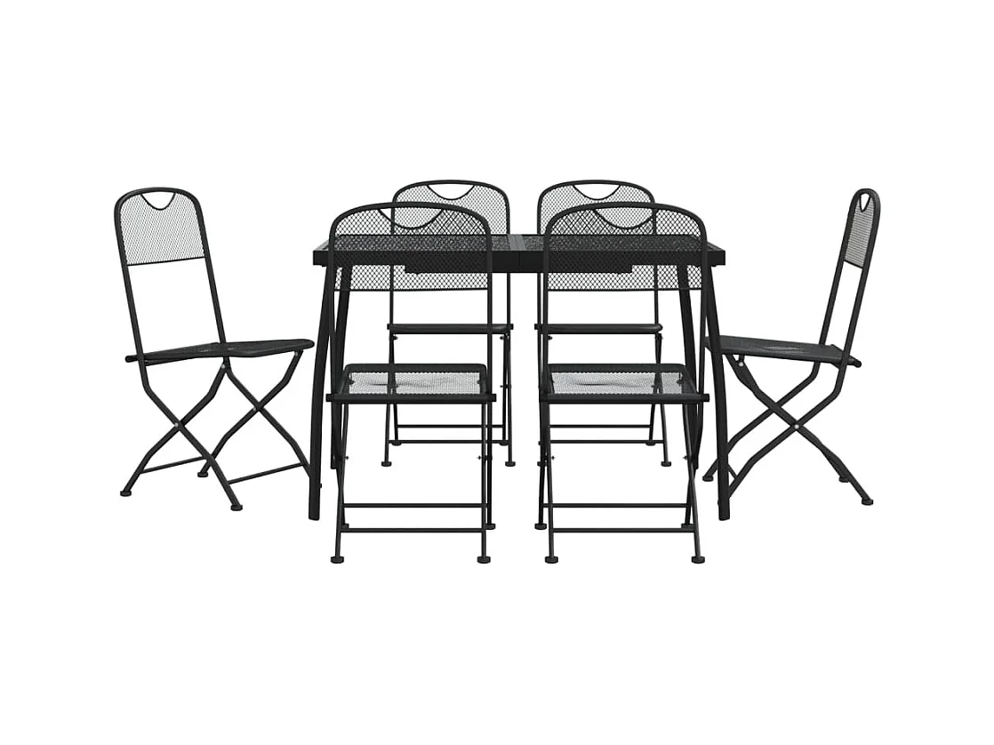 Luan  Ensemble à manger de jardin 7 pcs anthracite métal maille