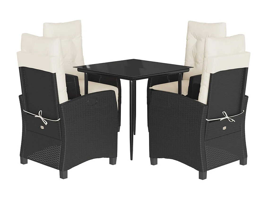 Ailladie  Set de muebles jardín 5 pzas con cojines ratán sintético negro