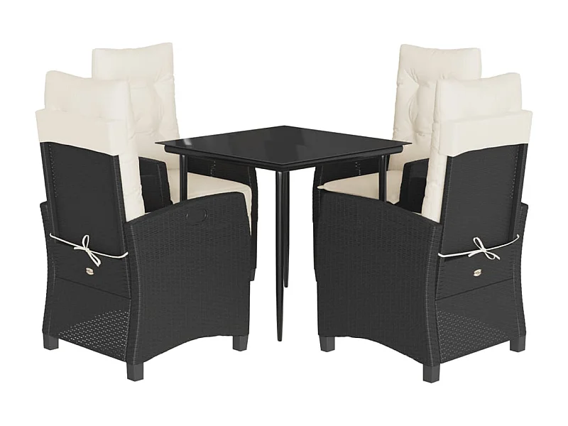 Ailladie  Set de muebles jardín 5 pzas con cojines ratán sintético negro