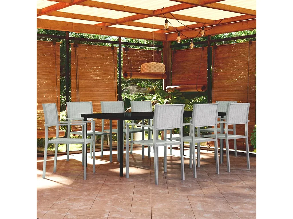 Ullira  Ensemble à manger de jardin 9 pcs Blanc