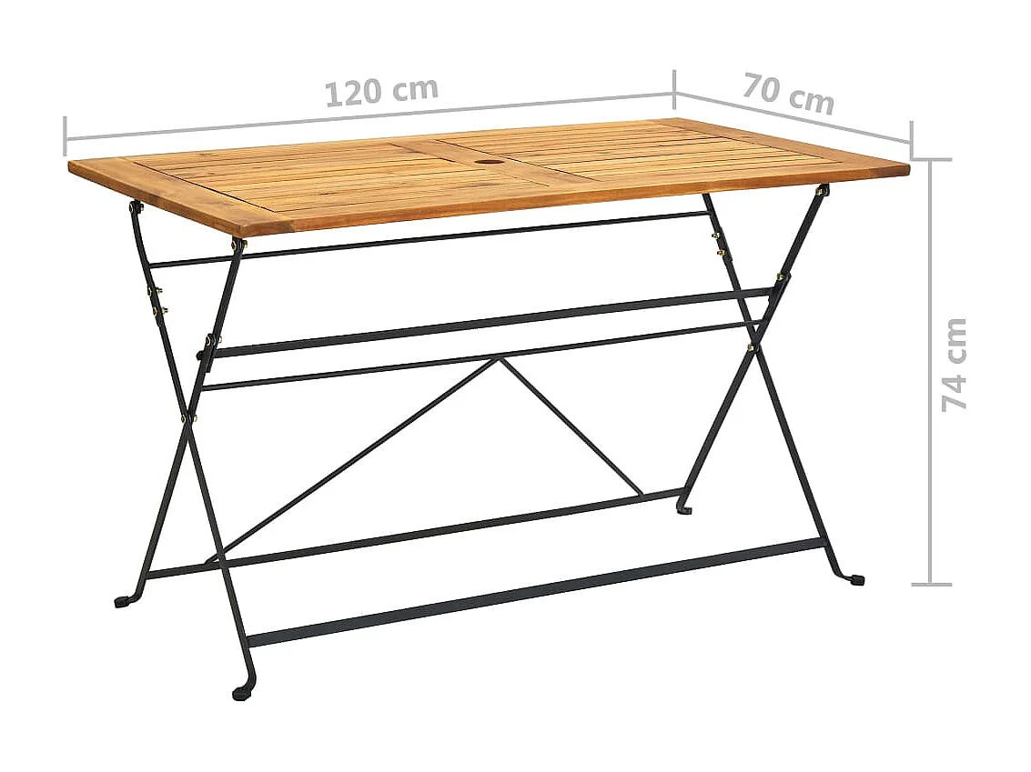 Drowes  Ensemble à manger d'extérieur pliable 5pcs Bois d'acacia solide