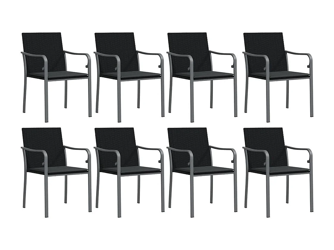 Leonie  Juego comedor jardín 9 piezas y cojines ratán sintético y acero