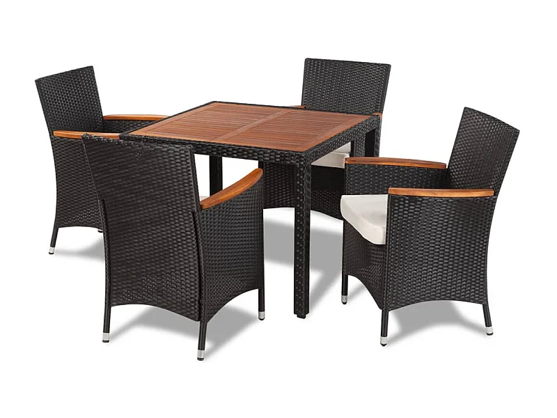 Valdese  Ensemble à manger d'extérieur 5pcs avec coussins Résine tressée