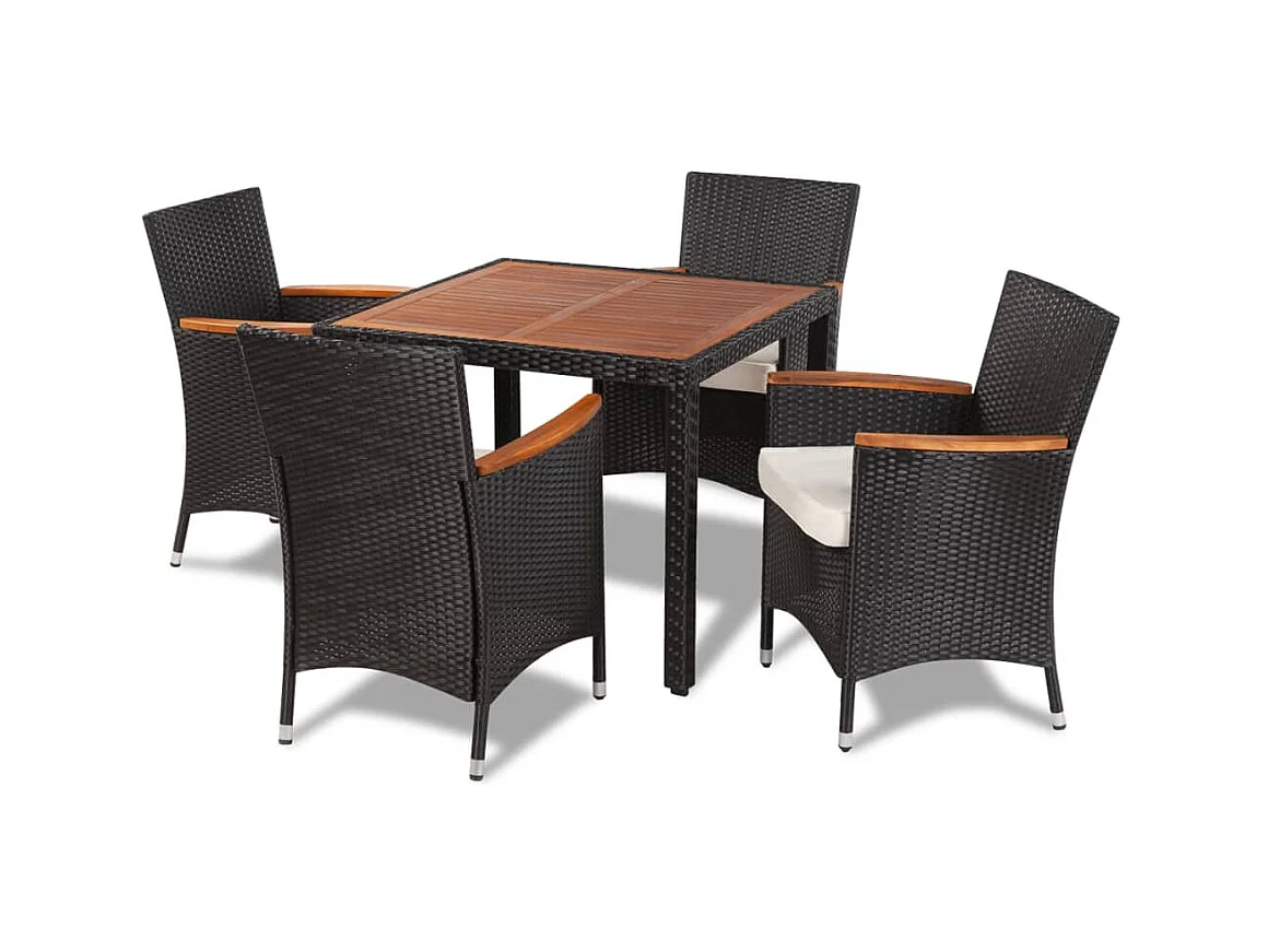 Valdese  Ensemble à manger d'extérieur 5pcs avec coussins Résine tressée