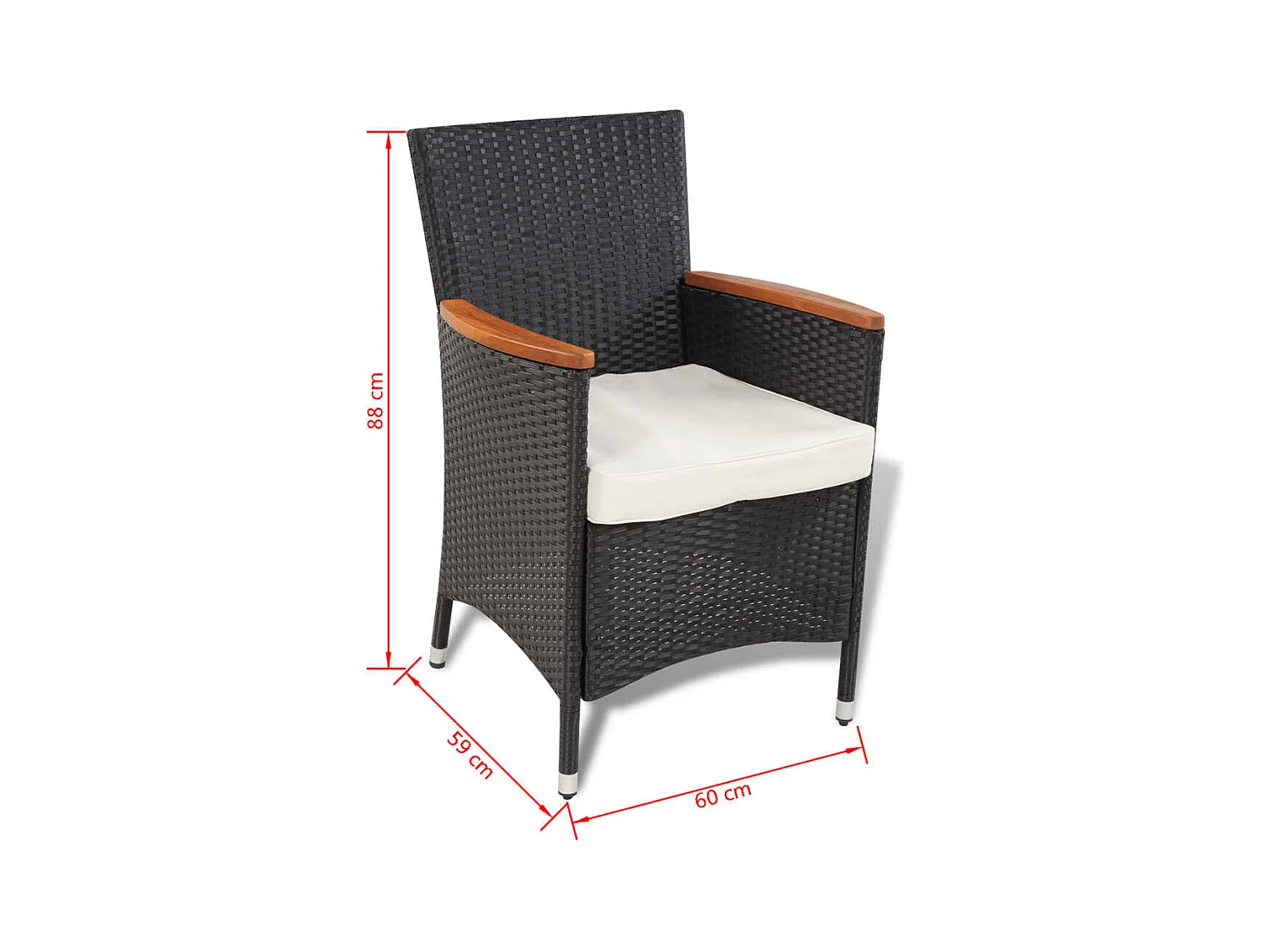 Valdese  5-delige Tuinset met kussens poly rattan zwart