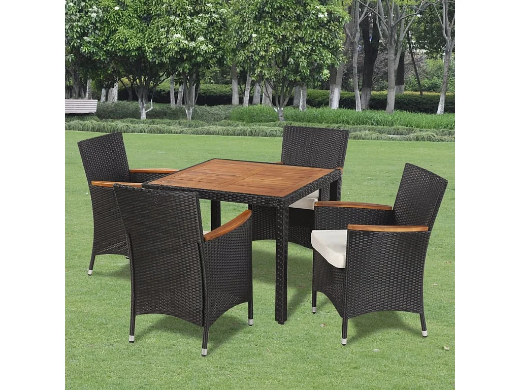 Valdese  Ensemble à manger d'extérieur 5pcs avec coussins Résine tressée