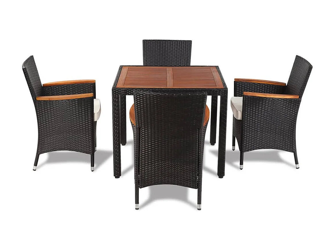 Valdese  Ensemble à manger d'extérieur 5pcs avec coussins Résine tressée