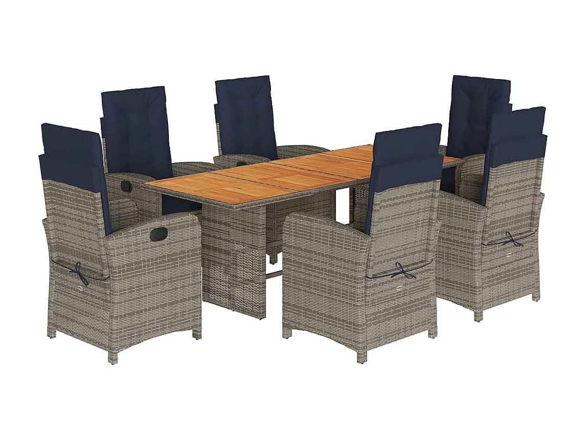 Nayo  7-delige Tuinset met kussens poly rattan beige